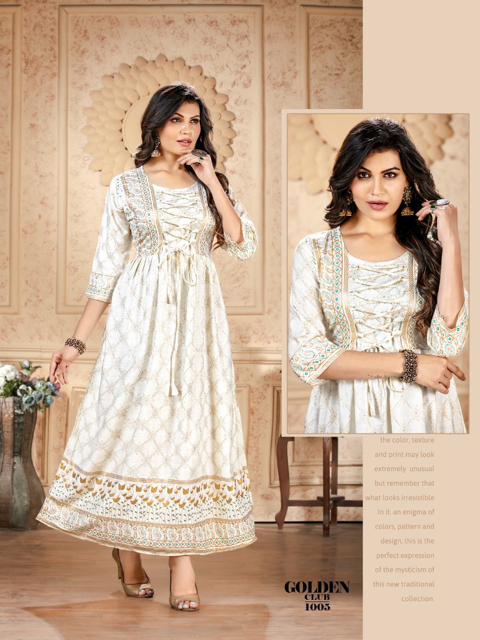 Golden Club 1001 Heavy Rayon Fancy Wear Long Anarkali Kurti Collection